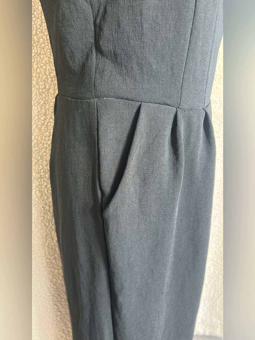 A New Day Women’s M Strapless Wide-Leg Jumpsuit Black Smocked Back Pockets - Picture 6 of 12